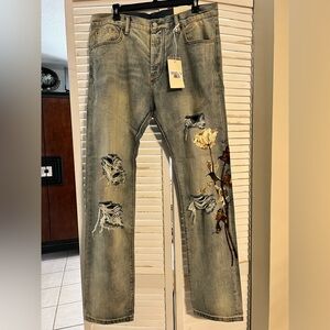MNML Distressed Jeans D232 Rose Denim 
36 x 31 Inseam NWT (Rare)
